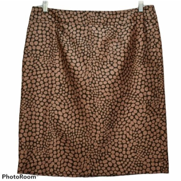 Women's  Loft Taupe Brown and Black Pebble Print Pencil Skirt 12 - Picture 1 of 7